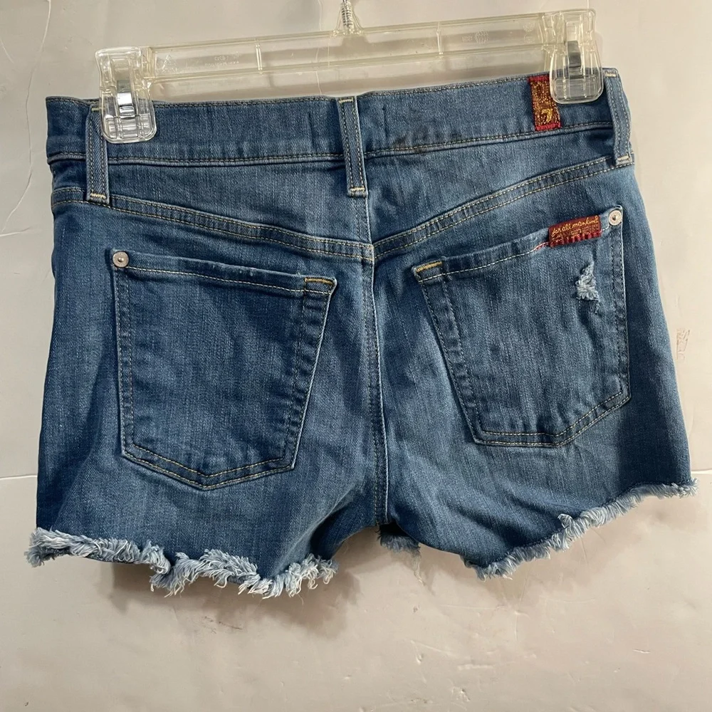 7 For All Mankind Cut Off Denim Shorts Raw Hem size 24